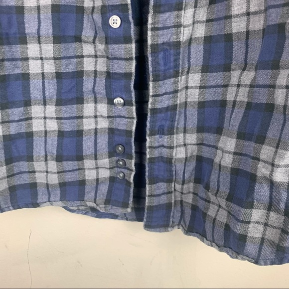 Eddie Bauer Navy Blue Plaid Button Up Shirt - Picture 6 of 8